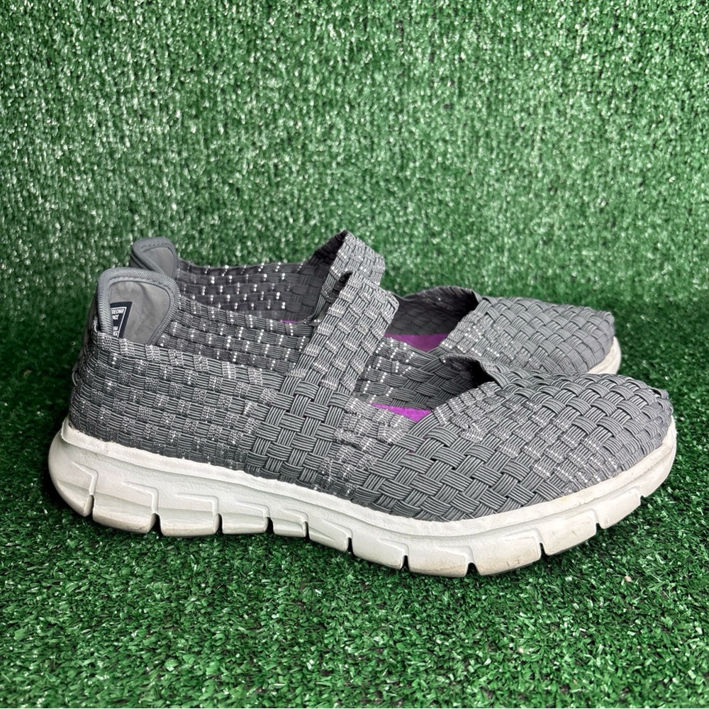 Skechers Gray Woven Slip-On Sneakers with White Soles
